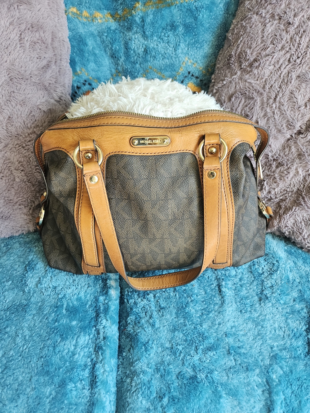 Michael Kors Brown & Tan Signature Satchel